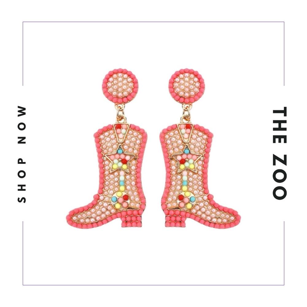 Pink Cowboy Boot Earrings‎